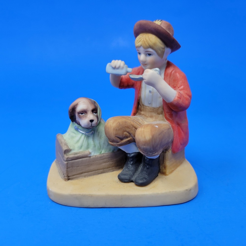 The Danbury Mint Bedside Manner Norman Rockwell‎ Porcelain Figurine 1989 Boy Dog